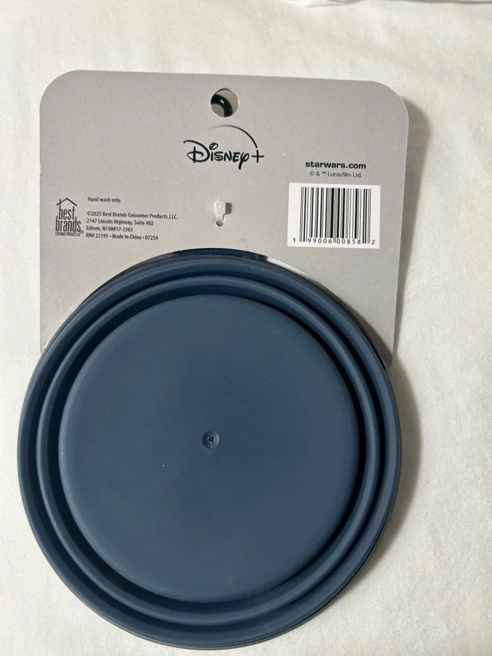 Star Wars Navy Silicone Collapsible Pet Bowl with Grogu Graphic